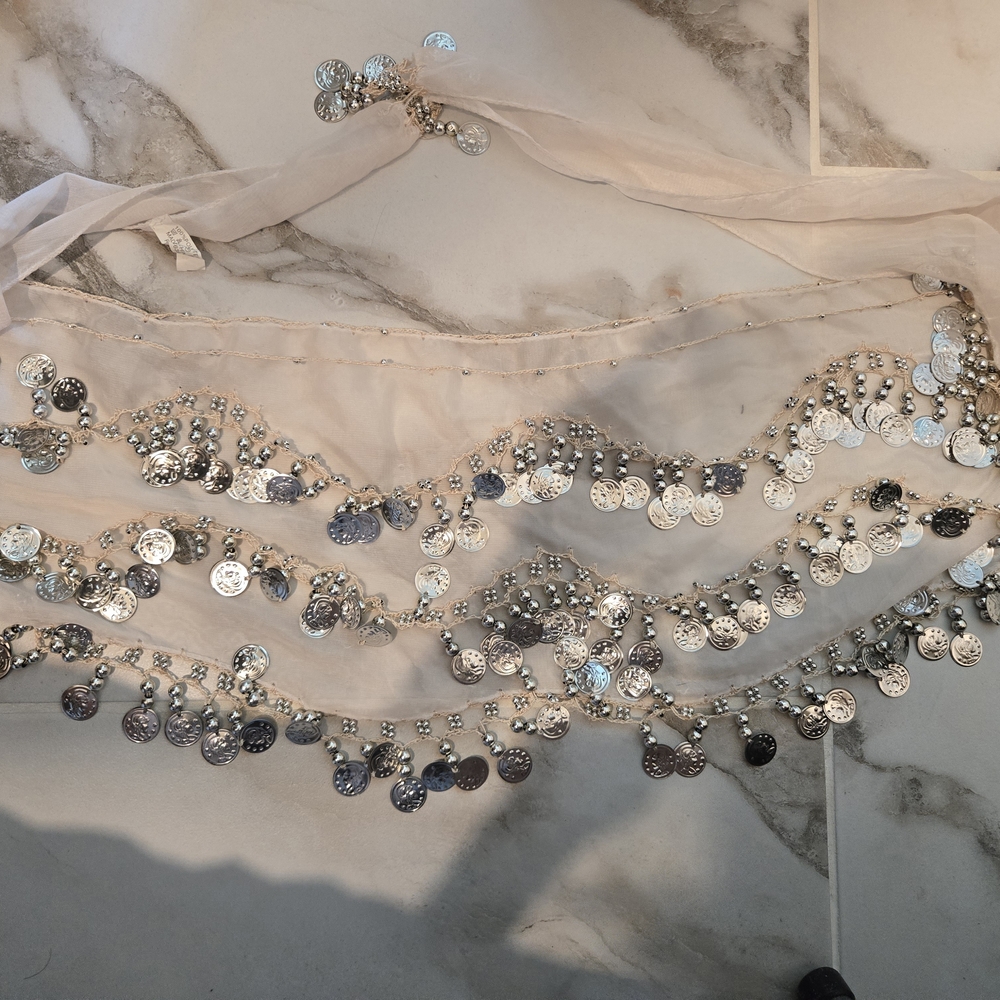 Silver Coin Belly Dance Hip Scarf